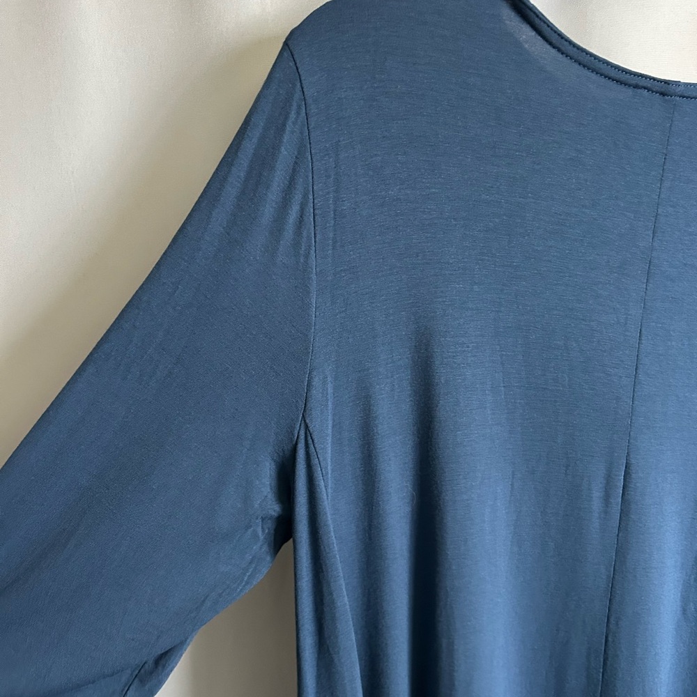 Eileen Fisher Elegant Blue Long Sleeve Top - Picture 4 of 5